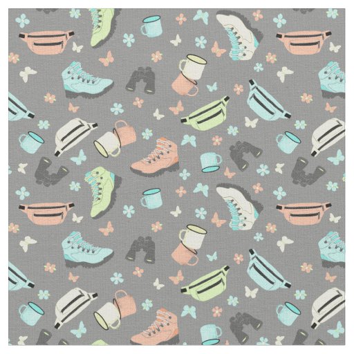 Outdoor Adventure Collage Patterned Fabric