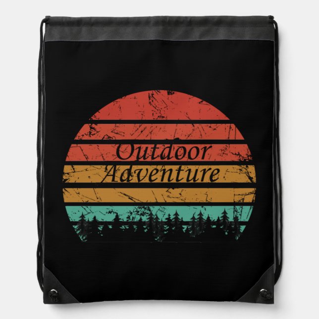 Outdoor adventure hiking lover drawstring bag (Front)