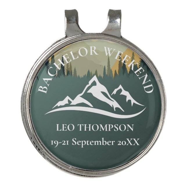 Outdoor Adventure Mountain Bachelor Weekend Golf Hat Clip (Front)