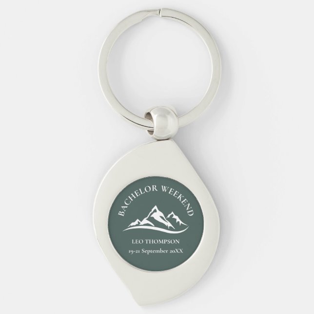Outdoor Adventure Mountain Bachelor Weekend Keychain (Front)