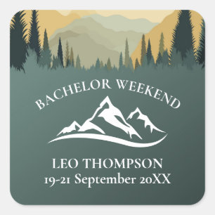 Outdoor Adventure Mountain Bachelor Weekend Square Sticker