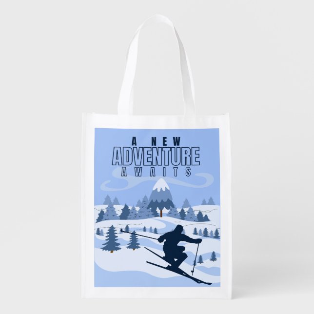  Outdoor Adventure snowboarding Winter  Grocery Bag (Front)