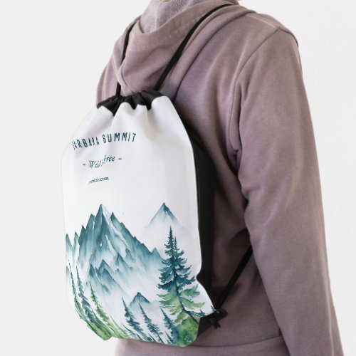 Outdoor Adventure Travel Guide Mountain Pine Drawstring Bag