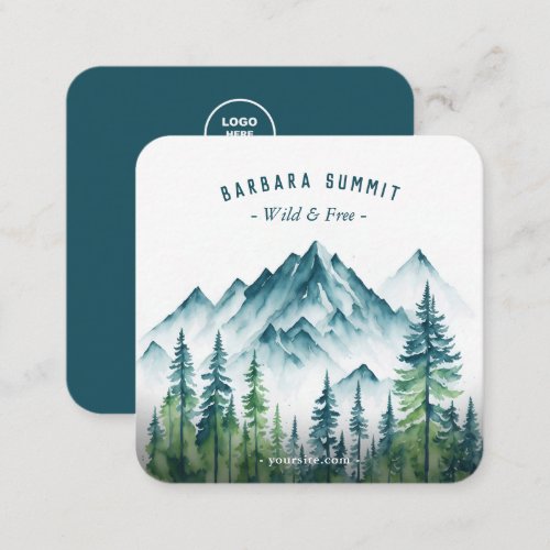 Outdoor Adventure Travel Guide Mountain Pine Square Business Card