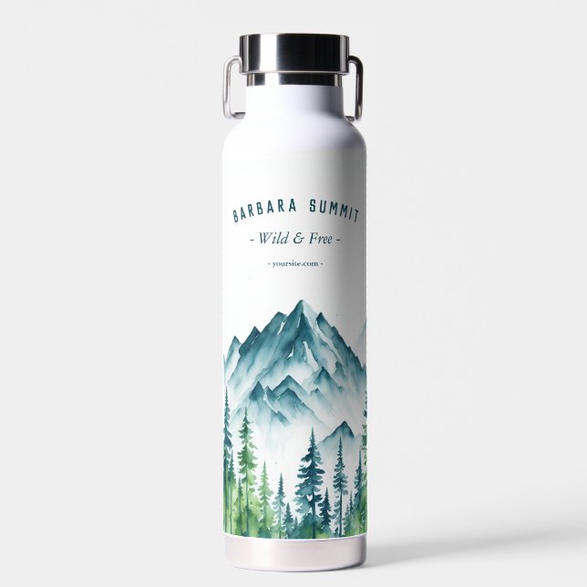 Outdoor Adventure Travel Mountain Pine Forest  Water Bottle (Front)
