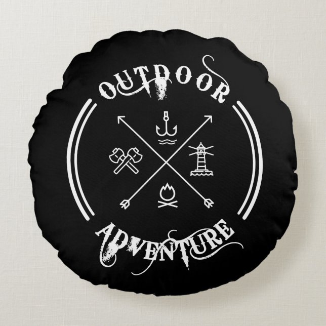 Outdoor Adventure Travel Round Pillow (Front)
