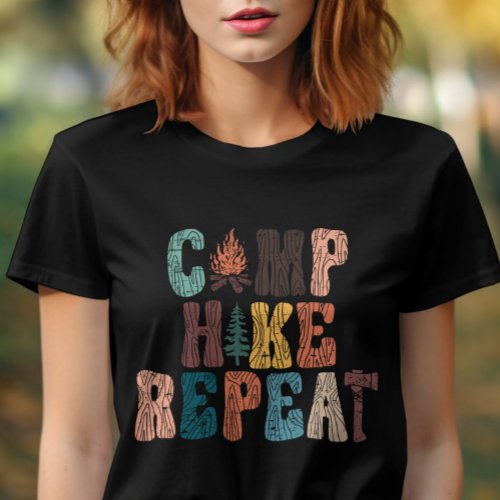 Outdoor Adventure Tree and Axe_ Camp Hike Repeat T_Shirt