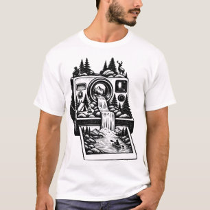 Outdoor Adventure Vintage Camera & Hiking T-Shirt