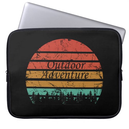 outdoor adventure vintage retro sunset laptop sleeve