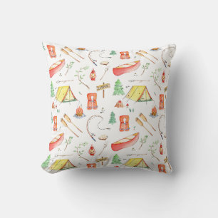 Outdoor Adventure Watercolor Throw Pillow