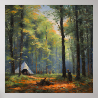 Outdoor Adventure With an Impressionist Forest Poster