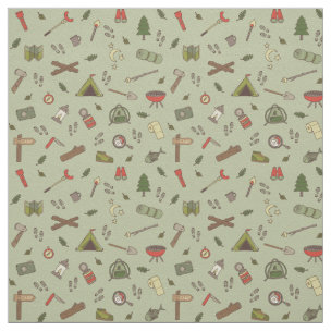 Camping Pattern Fabric | Zazzle