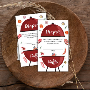 Outdoor Backyard BBQ Diaper Raffle Baby Shower Enclosure Card