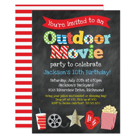Outdoor Backyard Movie Birthday Party - Chalkboard ...