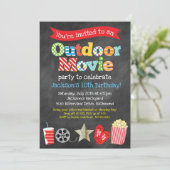 Outdoor Backyard Movie Birthday Party - Chalkboard Invitation (Standing Front)