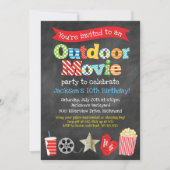 Outdoor Backyard Movie Birthday Party - Chalkboard Invitation (Front)