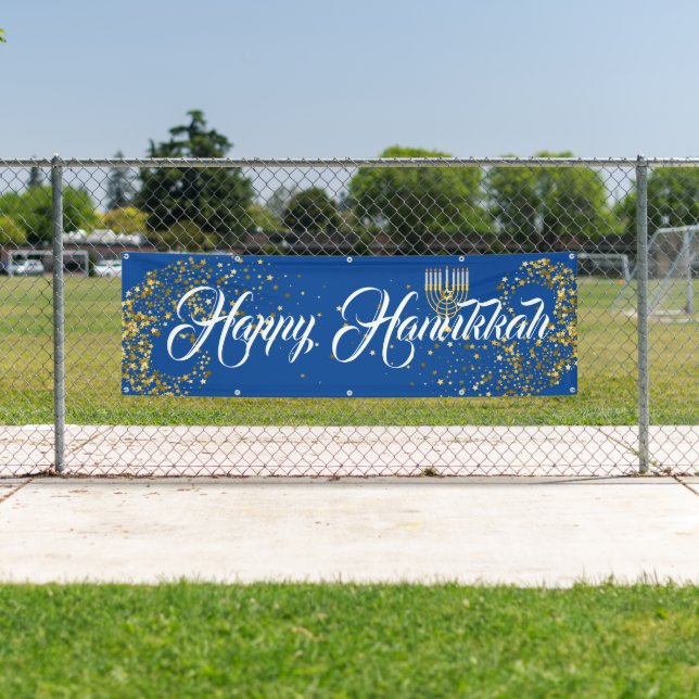 Outdoor Banner-Happy Hanukkah Banner (Insitu)