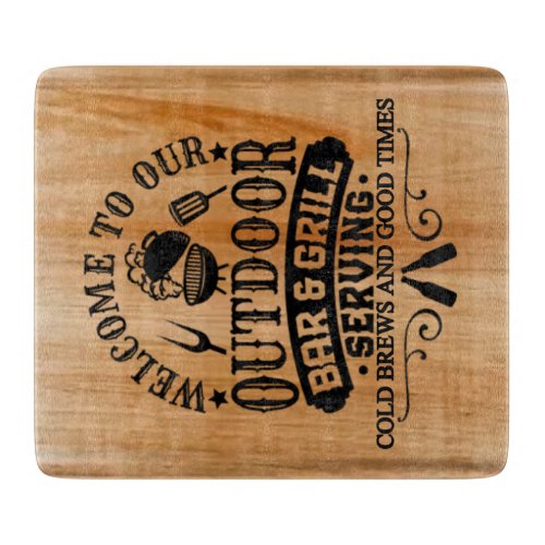 Outdoor Bar  Grill Fathers Day Cutting Board