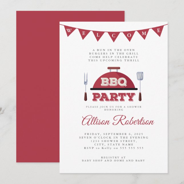 Outdoor BBQ Baby Shower  Invitation (Front/Back)