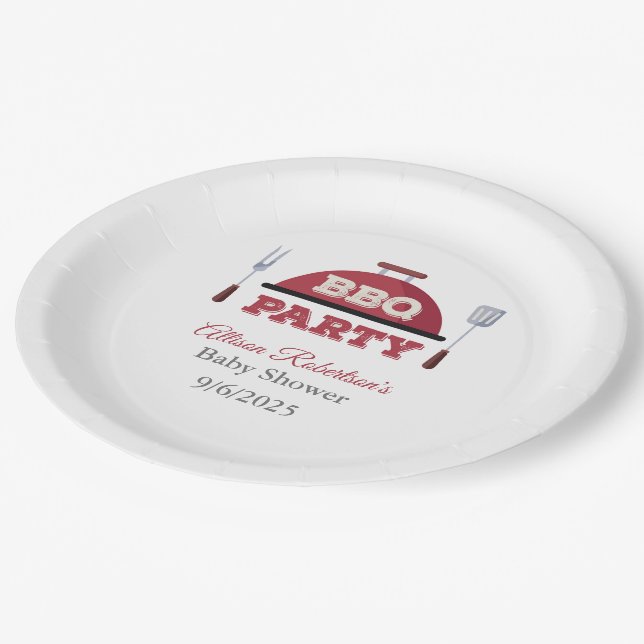 Outdoor BBQ Baby Shower  Paper Plate (Angled)