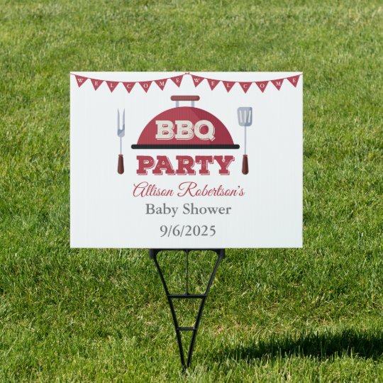 Outdoor BBQ Baby Shower Yard Sign