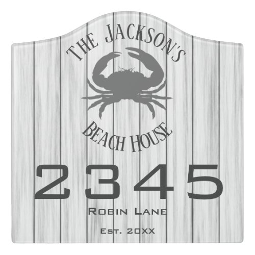 Outdoor Beach House Sign with Name and Number