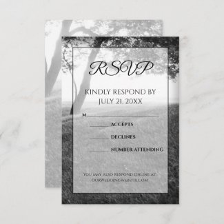 Outdoor Black & White Wedding RSVP Cards