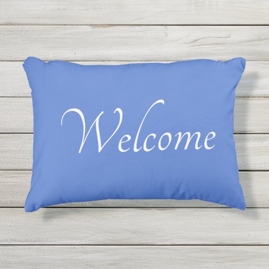 Outdoor blue welcome pillow | Zazzle.com