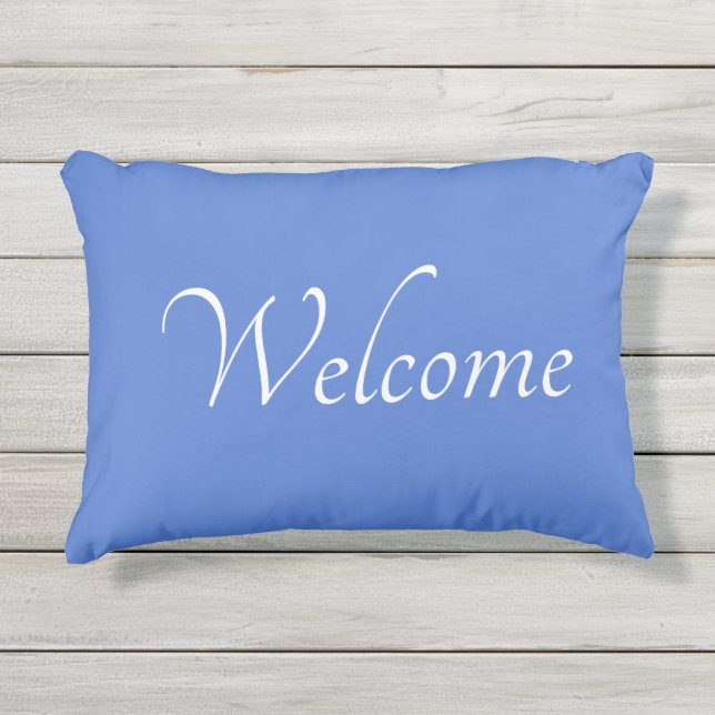 Outdoor blue welcome pillow (Front)