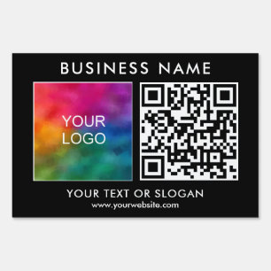 Outdoor Business Logo QR Code Rectangle Yard Sign