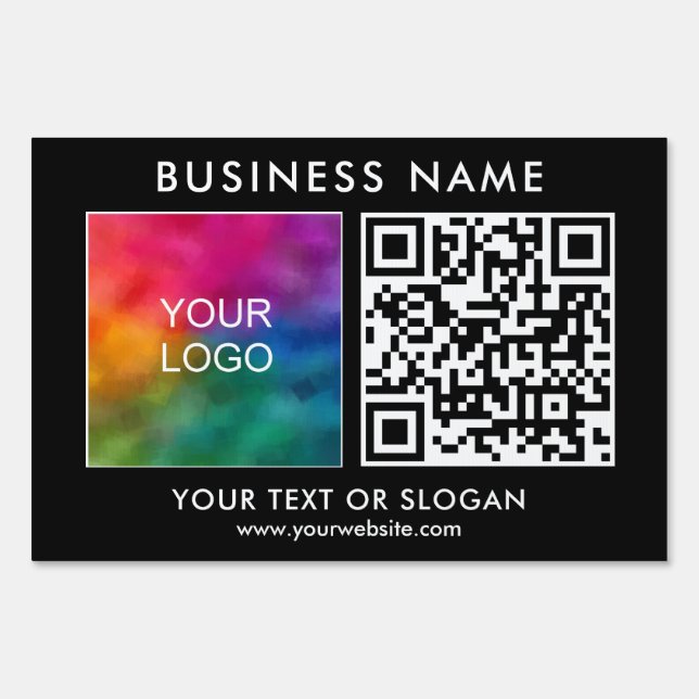 Outdoor Business Logo QR Code Rectangle Yard Sign (Front)