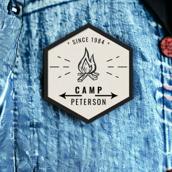 Outdoor Campfire Family Name Rustic Camping Patch by girly_trend at Zazzle