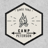 Outdoor campfire family name rustic camping patch (Front)