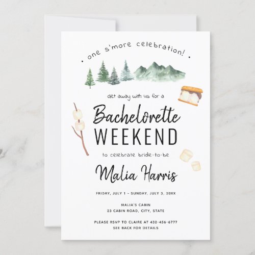 Outdoor Camping Bachelorette Weekend Itinerary Invitation