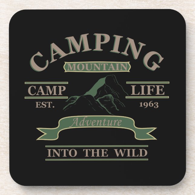 Outdoor camping camper life beverage coaster (Front)