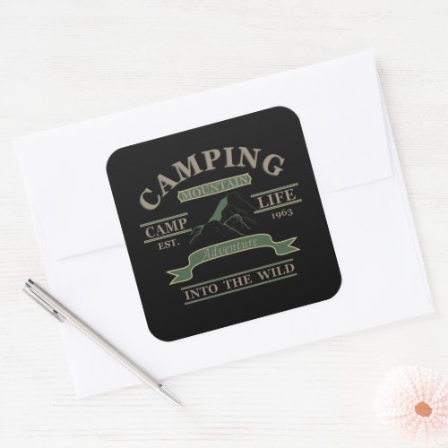 Outdoor camping camper life square sticker