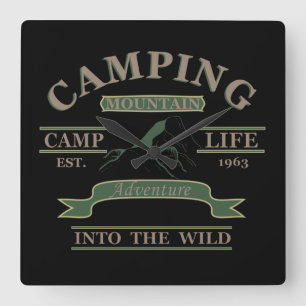 Outdoor camping camper life square wall clock