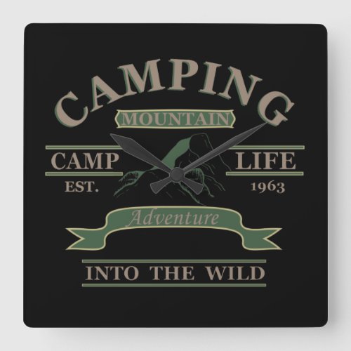 Outdoor camping camper life square wall clock