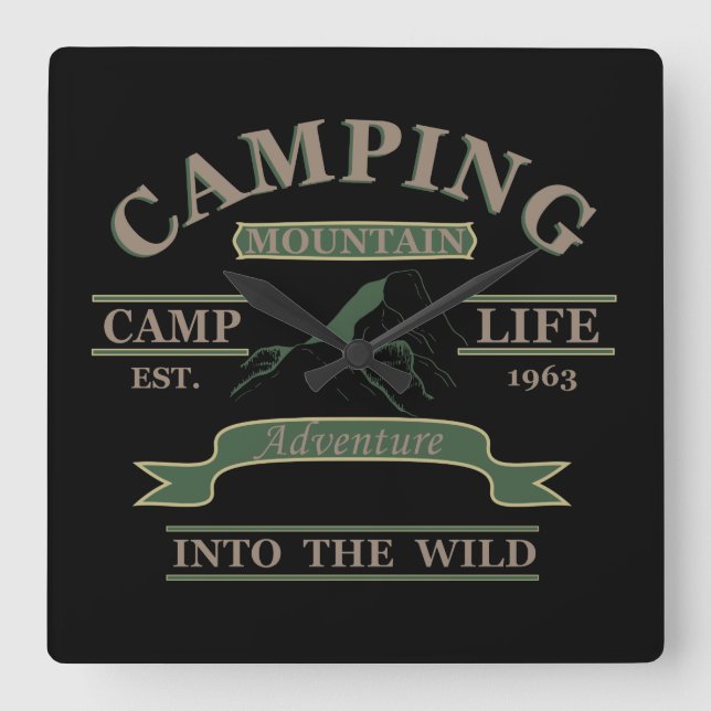Outdoor camping camper life square wall clock (Front)