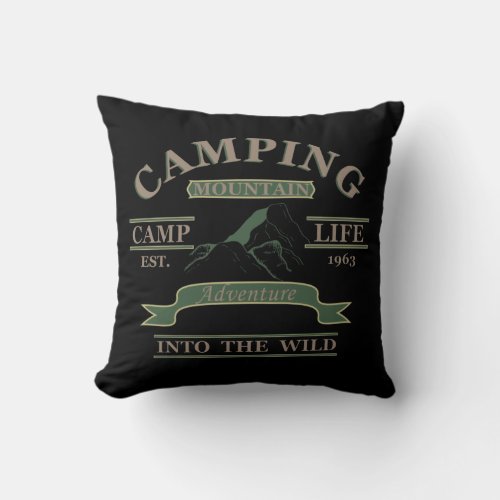 Outdoor camping camper life throw pillow