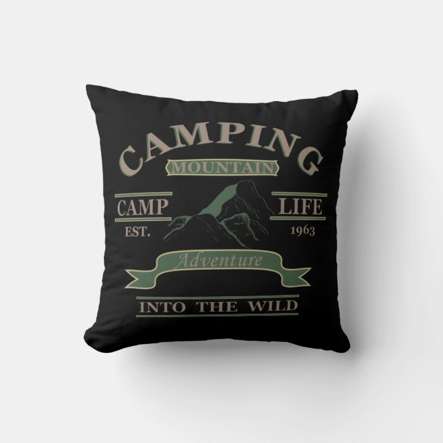 Outdoor camping camper life throw pillow (Front)