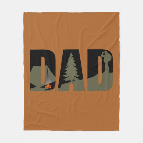 Outdoor camping dad happy camper fleece blanket