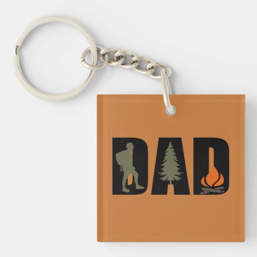 Outdoor camping dad happy camper keychain