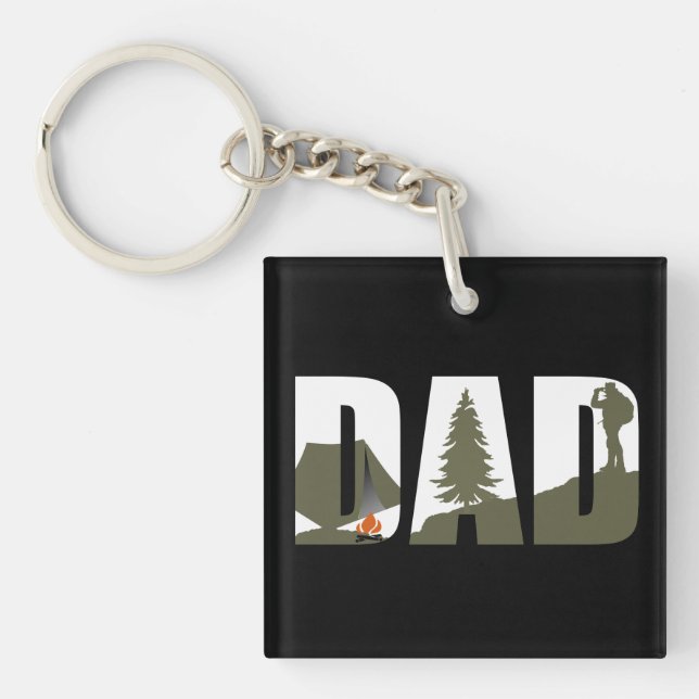 Outdoor camping dad happy camper keychain (Front)