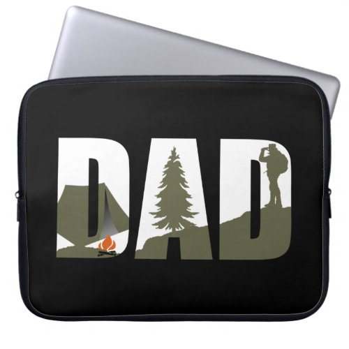 Outdoor camping dad happy camper laptop sleeve