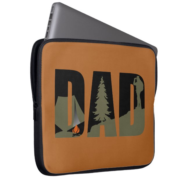 Outdoor camping dad happy camper laptop sleeve (Front Right)