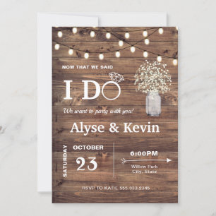 Outdoor Casual Wedding Reception Barn Lights Invitation