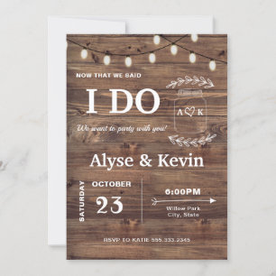 Outdoor Casual Wedding Reception Barn Lights Invitation