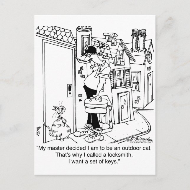 Outdoor Cat Needs Keys Postcard (Front)