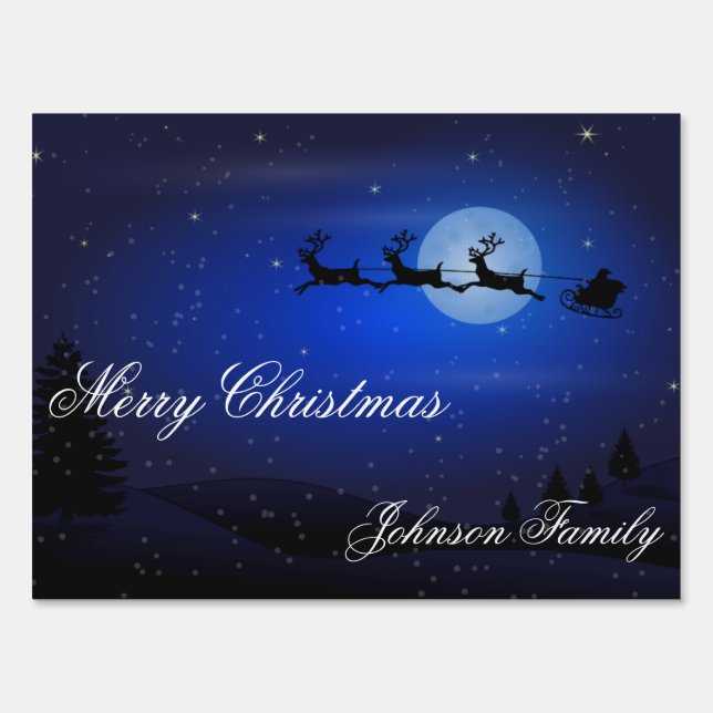 Outdoor Christmas Signs Santa Reindeers Medium (Front)